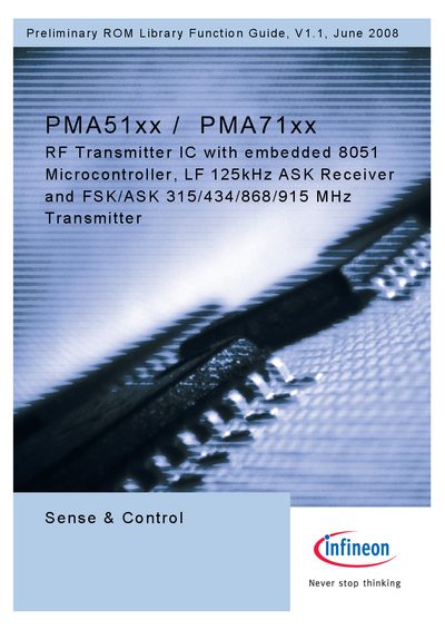 Infineon PMA51xx/PM A71xx RF Transmitter ROM Library Function Guide - cover page