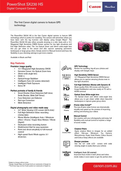 Canon PowerShot SX230 HS Digital Compact Camera User Manual - cover page