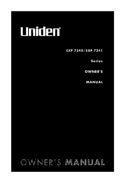 Uniden EXP 7240/7241 Cordless Phone Owner's Manual - cover page