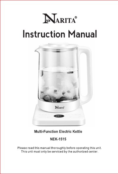 Narita NEK-1515 Multi-Function Electric Kettle User Manual - cover page