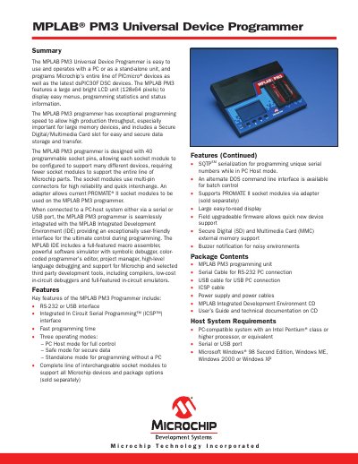 Microchip MPLAB PM3 Universal Device Programmer User Manual - cover page