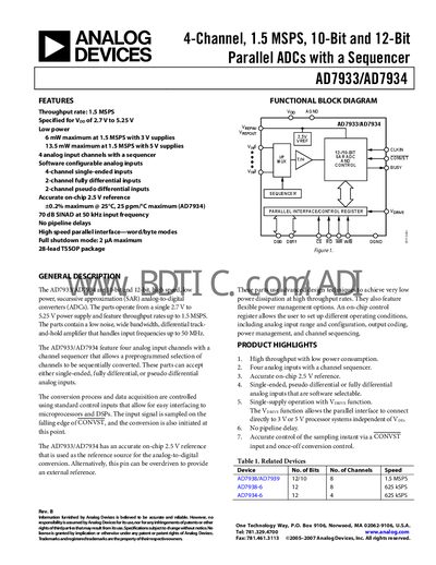 Analog Devices AD7933/AD7934 Datasheet - cover page