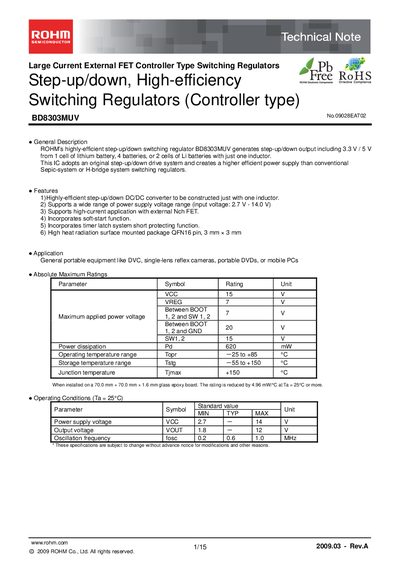ROHM BD8303MUV Datasheet - cover page