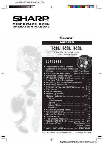 SHARP ER-A160 ER-A180 Manual - cover page