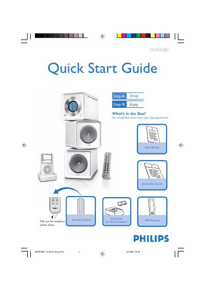 Philips MCM138D iPod Dock Quick Start Guide - cover page