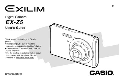 CASIO digital camera EX-Z5 users guide