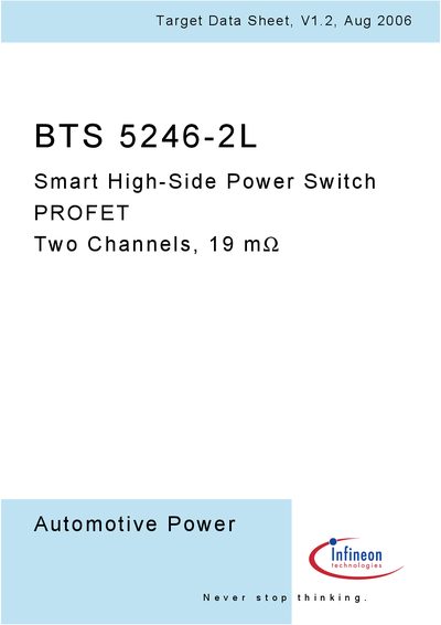 Infineon BTS 5246-2L Smart High‑Side Power Switch Datasheet - cover page