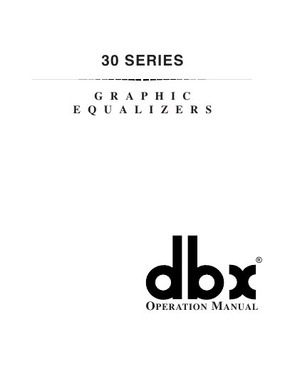 dbx 30 Series Graphic Equalizer Operation Manual - cover page