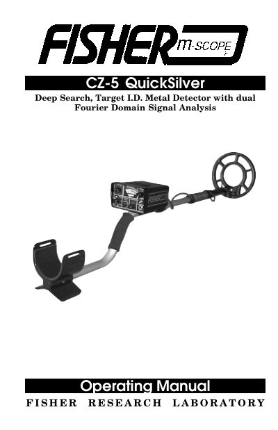 Fisher Research Laboratory CZ-5 QuickSilver Operating Manual - cover page