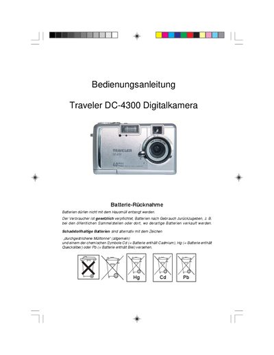 Traveler DC-4300 Digital Camera User Manual - cover page