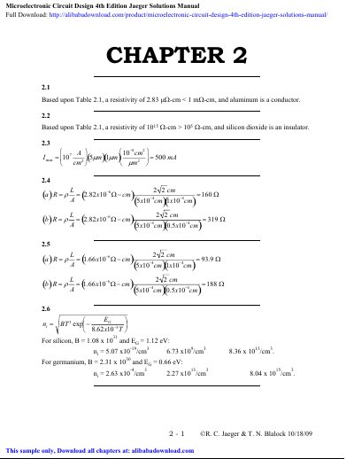 Microelectronic Circuit Design 4th Edition Solutions Manual Chapter 2 - cover page