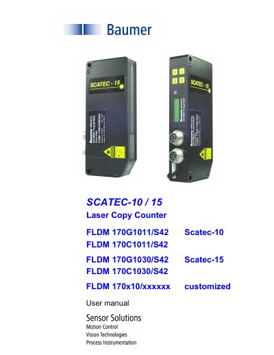Baumer Scatec-10 / -15 Laser Copy Counter User Manual - cover page