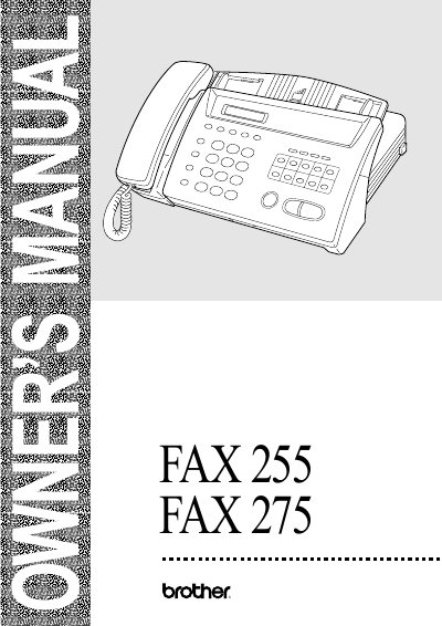 Brother FAX 255 FAX 275 Owner's Manual - cover page