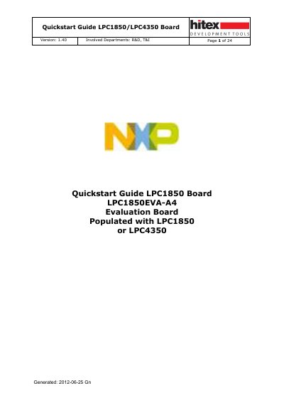 LPC1850/LPC4350 evaluation board quick start guide - cover page