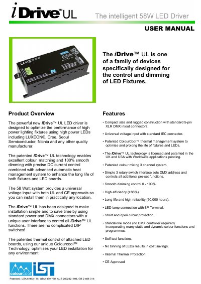 iDrive UL 58W LED Driver User Manual - cover page