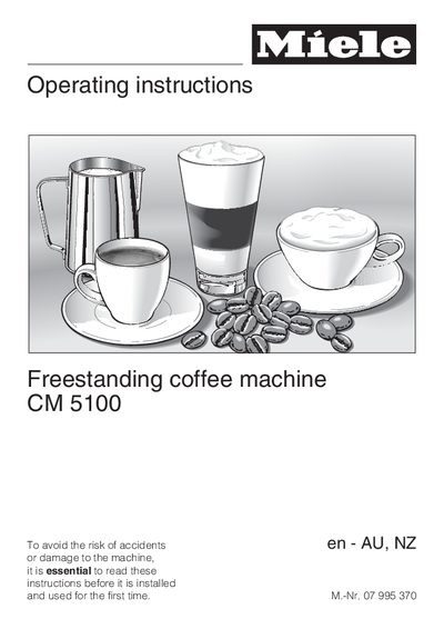 Miele CM 5100 Freestanding Coffee Machine Operating Instructions - cover page
