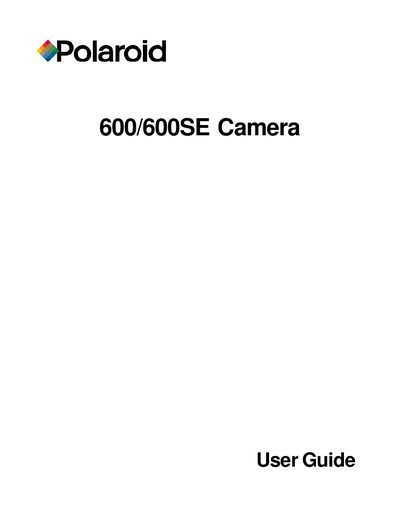 Polaroid 600/600SE Camera User Manual