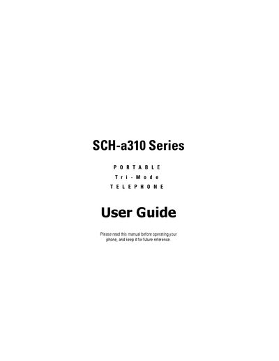 Samsung SCH-a310 Phone User Guide - cover page