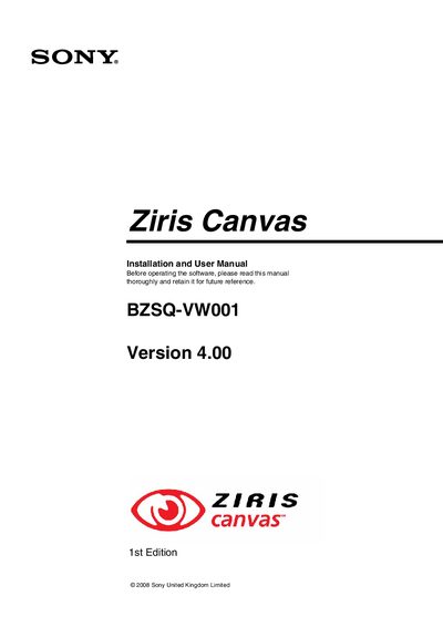 Sony BZSQ-VW001 Installation and User Manual - cover page