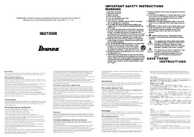 Ibanez IBZ15GR Amplifier User Manual - cover page