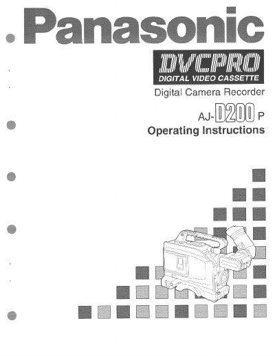 Panasonic AJ-D200 Digital Camera Recorder Operating Instructions - cover page