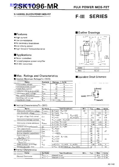 Fuji 2SK1096-MR Power MOSFET Datasheet - cover page