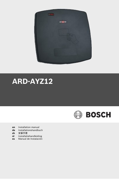 Bosch ARD-AYZ12 Installation Guide - cover page