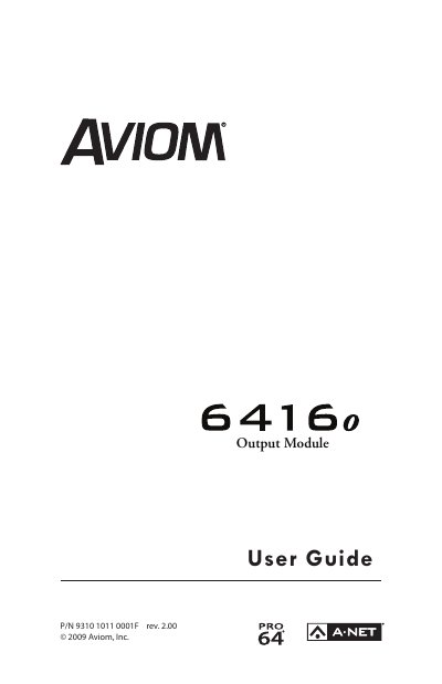 AVIOM 6416o user manual - cover page