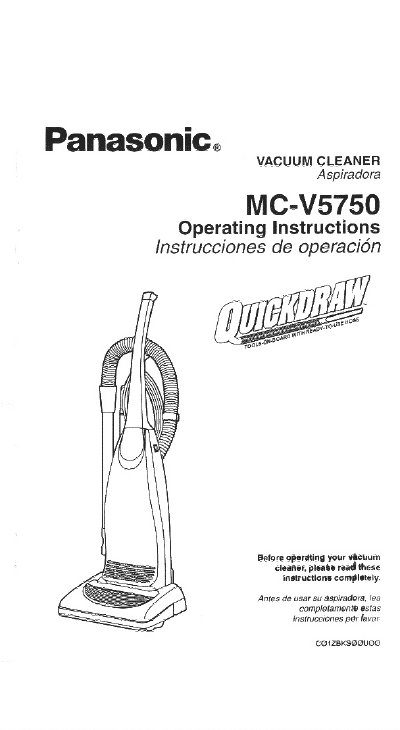 Panasonic MC-V5750 Vacuum Cleaner Operating Instructions - cover page