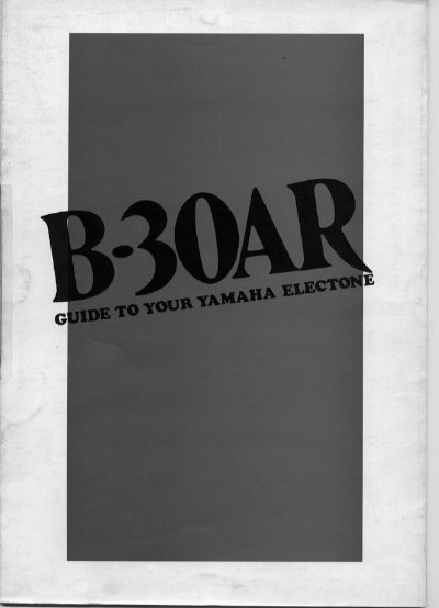 Yamaha B-30AR Electone User Manual - cover page