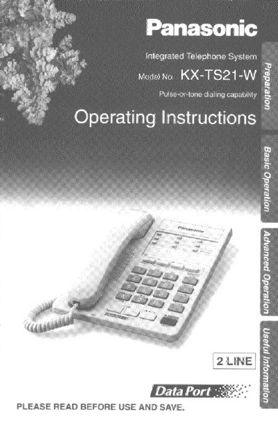 Panasonic KX-TS21-W Integrated Telephone System User Manual - cover page