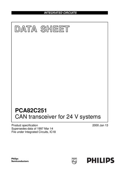 Philips PCA82C251 CAN Transceiver Datasheet - cover page