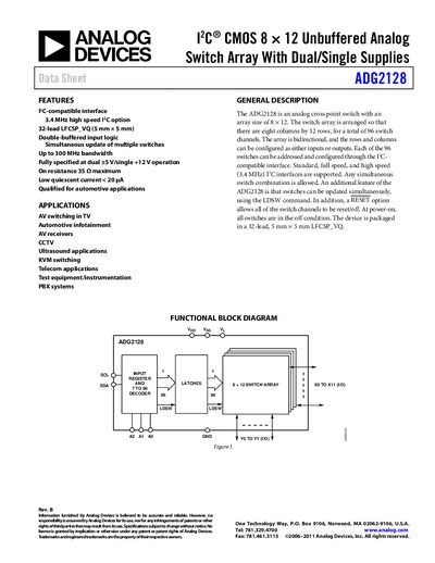 Analog Devices ADG2128 Analog Switch Datasheet - cover page