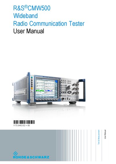 Rohde & Schwarz CMW500 Wideband Radio Communication Tester User Manual - cover page