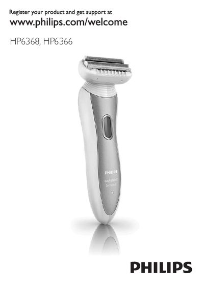Philips HP6368/HP6366 Ladyshave Sensitive User Manual - cover page