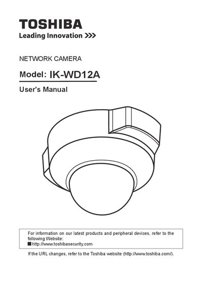 Toshiba IK-WD12A Network Camera User's Manual - cover page