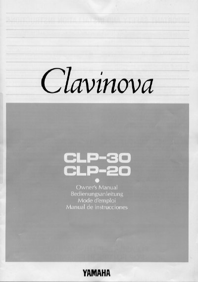 Yamaha CLP-30/CLP-20 Clavinova Owner's Manual - cover page