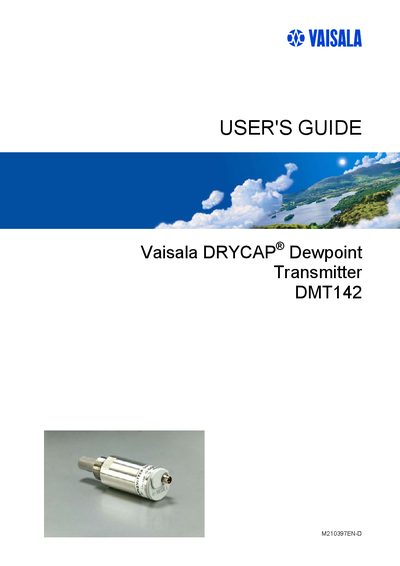 Vaisala DMT142 Dewpoint Transmitter User's Guide - cover page