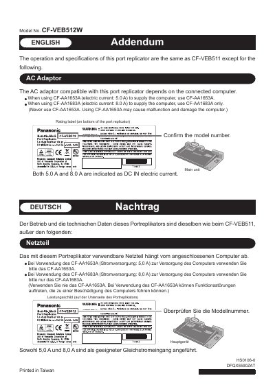 Panasonic CFVEB512W-MULTI Manual - cover page