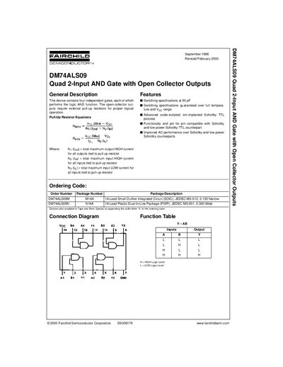 Fairchild DM74ALS09 Quad 2-Input AND Gate Datasheet - cover page