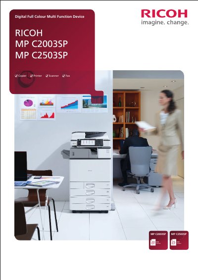 Ricoh MP C2003SP & MP C2503SP Digital Full Colour Multi Function Device Product Leaflet - cover page