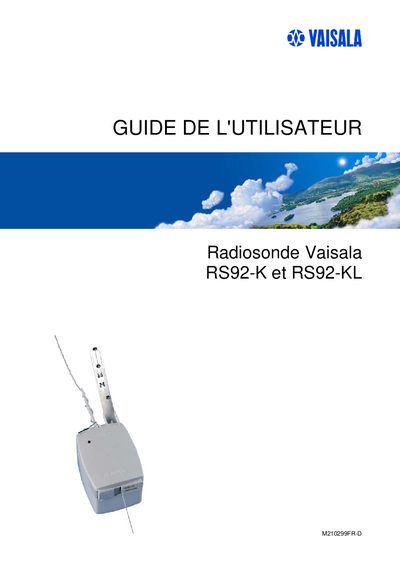 Vaisala RS92-K and RS92-KL User Guide - cover page