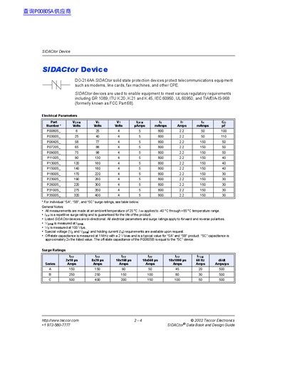 Teccor SIDACtor Data Book and Design Guide - cover page