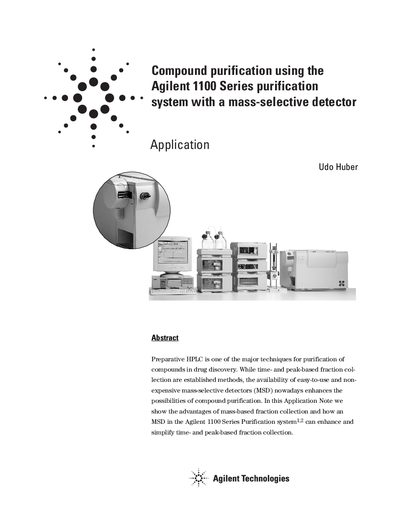 Agilent 1100 Series Purification System with Mass-Selective Detector Application Note - cover page