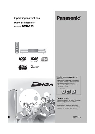 panasonic DVD Video Recorder DMR-E55 Operating Instructions - cover page