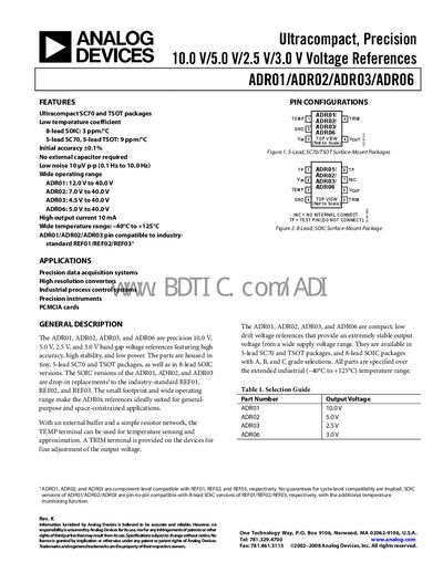ANALOG DEVICES ADR02 handbook  - cover page