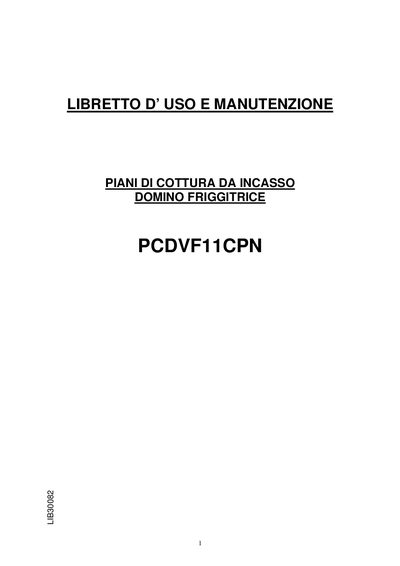Domino PCDVF11CPN Built‑in Fryer User and Maintenance Manual - cover page