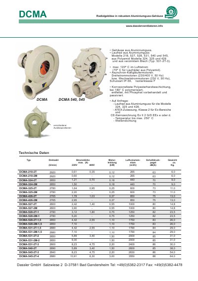 SODECA DCMA DCMA 540 545 technology data - cover page