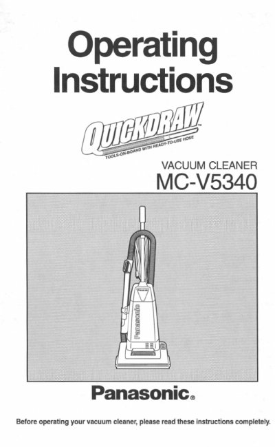 Panasonic MC-V5340 Vacuum Cleaner Operating Instructions - cover page