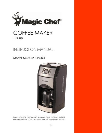 Magic Chef MCSCM10PGBST Coffee Maker Instruction Manual - cover page